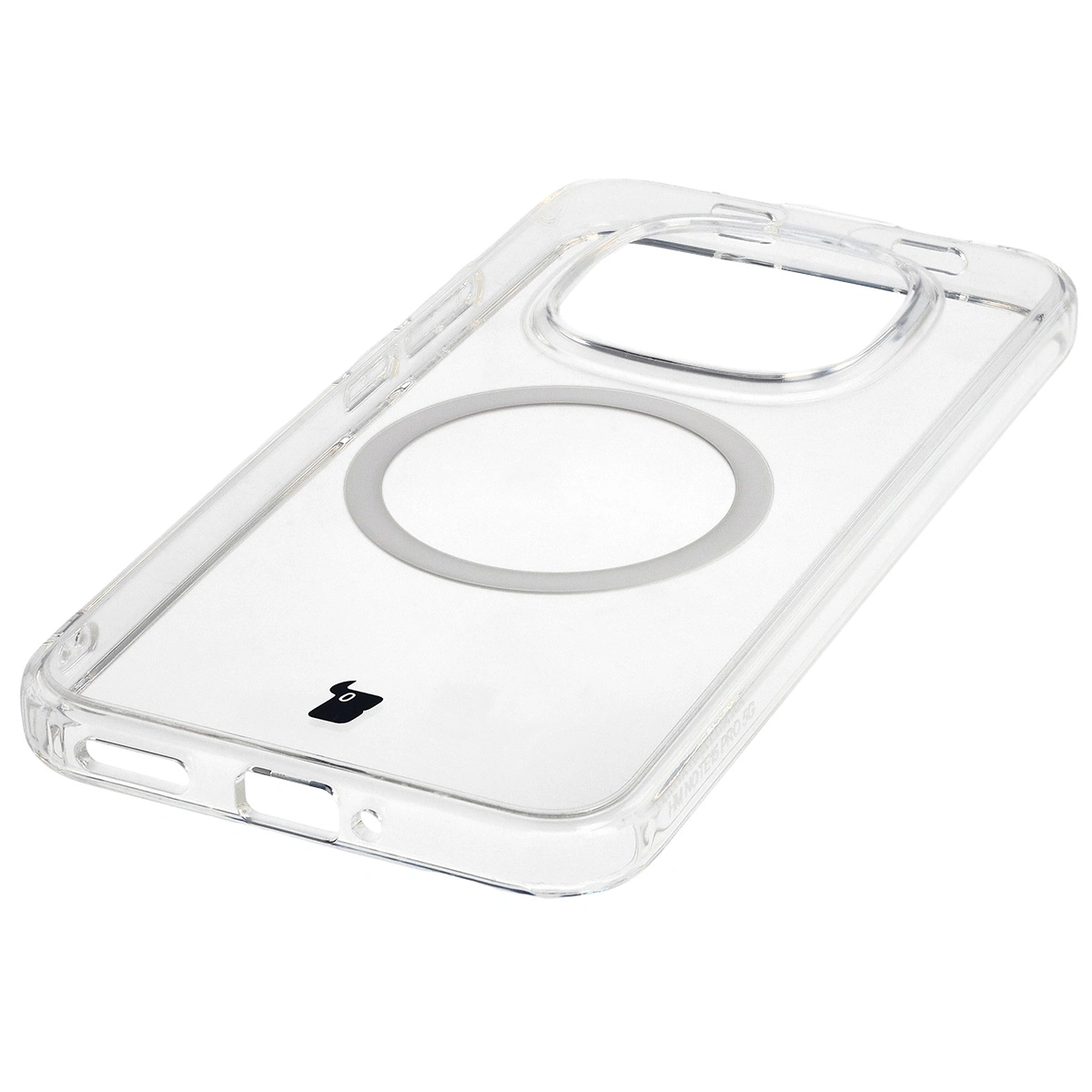 Zintegrowane przyciski, wycięcia i hybrydowy materiał w etui Bizon Case CrystalO do Xiaomi Redmi Note 15 Pro 5G