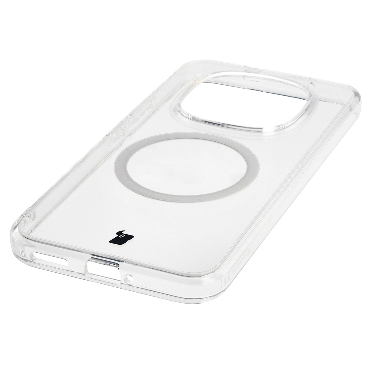 Zintegrowane przyciski, wycięcia i hybrydowy materiał w etui Bizon Case CrystalO do Xiaomi Redmi Note 15 Pro Plus 5G