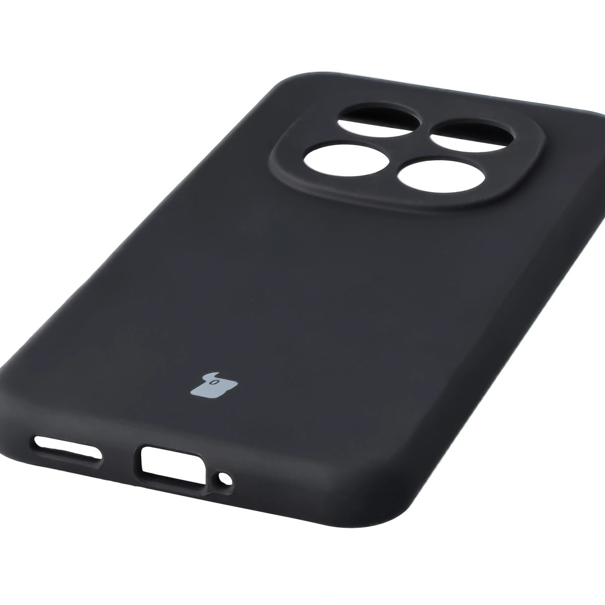 Zbliżenie na precyzyjne wycięcia i możliwość ładowania indukcyjnego w etui Bizon Soft Case do Xiaomi Redmi Note 15 Pro Plus 5G / POCO M8 Pro 5G