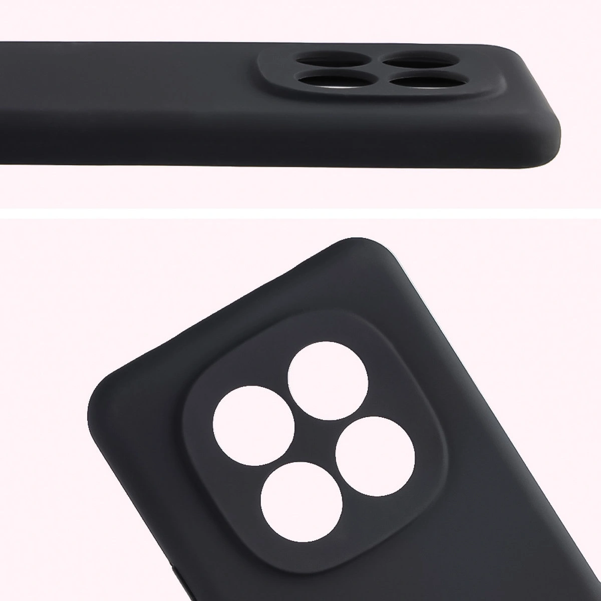 Zbliżenie na wycięcia na obiektywy w etui Bizon Soft Case do Xiaomi Redmi Note 15 Pro 4G