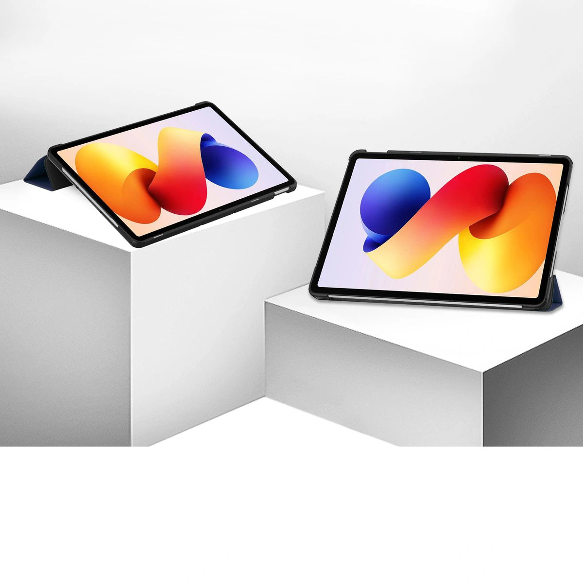 Etui z klapką Bizon Case Tab Croc na podstawkach ustawione pod dwoma kątami do Xiaomi Redmi Pad 2 Pro