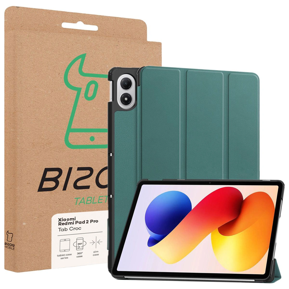 Przód pudełka Bizon Case z dedykowaną etykietą do Xiaomi Redmi Pad 2 Pro