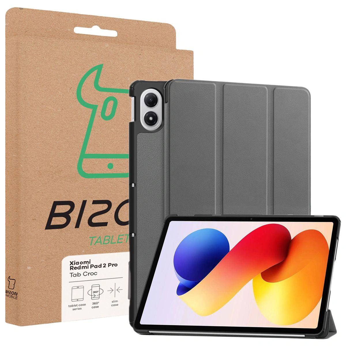 Przód pudełka Bizon Case z dedykowaną etykietą do Xiaomi Redmi Pad 2 Pro