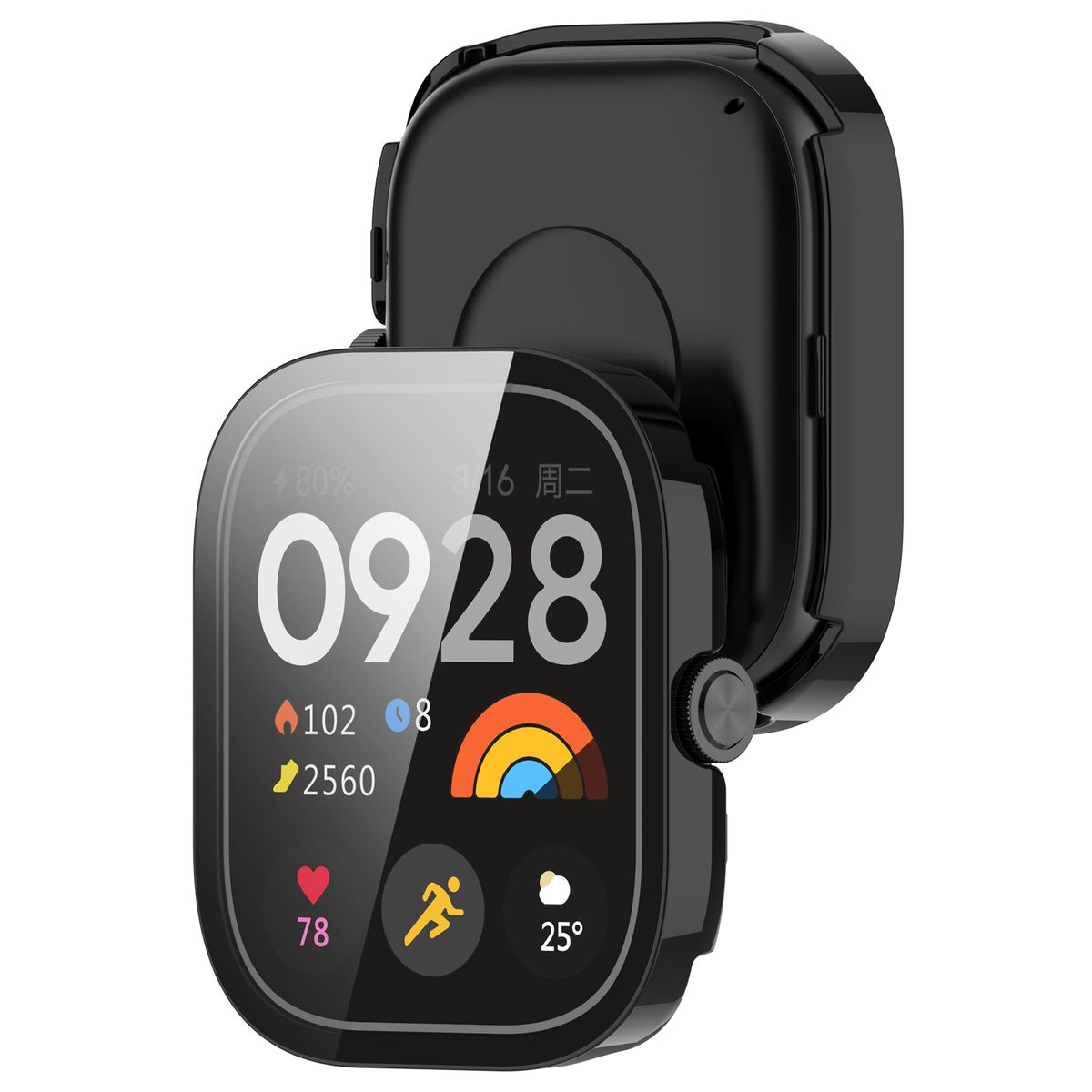 Bizon Case+Glass okosóra tok üveggel Xiaomi Redmi Watch 5, fekete