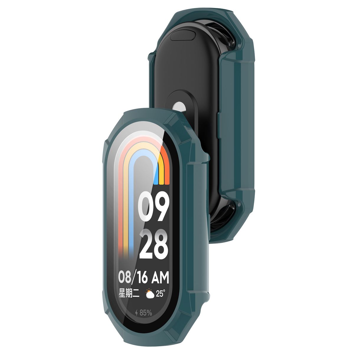 Etui ze szkłem do zegarka Bizon Case+Glass Xiaomi Smart Band 9, zielone