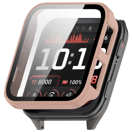 Etui ze szkłem do zegarka Bizon Case Watch Adamo do Garmin Venu X1, różowe