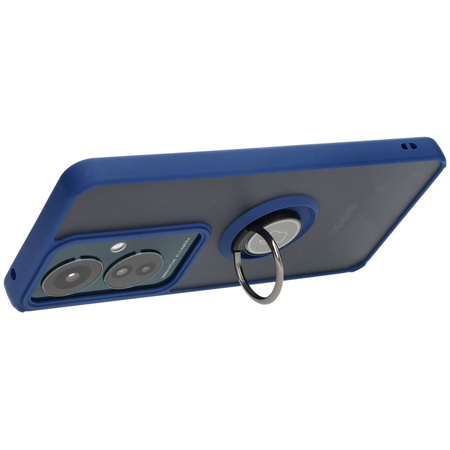 Etui z uchwytem na palec Bizon Case Hybrid Ring do Oppo Reno11 F 5G, przydymione z granatową ramką