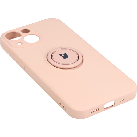 Etui Bizon Case Silicone Ring do iPhone 13 Mini, jasnoróżowe