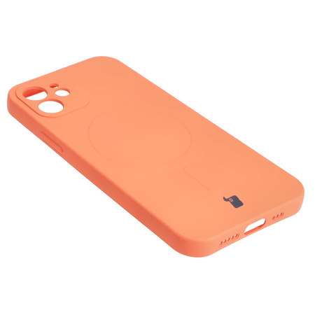 Etui silikonowe z pierścieniem magnetycznym Bizon Case Silicone Magnetic do iPhone 12, marchewkowe