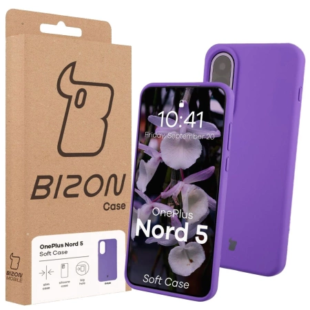 Silikonowe etui Bizon Soft Case do OnePlus Nord 5, fioletowe