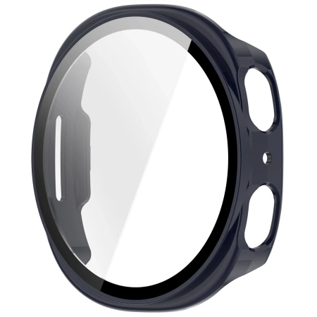Etui ze szkłem do zegarka Bizon Case+Glass Watch do Samsung Galaxy Watch 8 44 mm, niebieskie