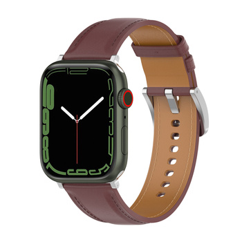 Skórzany pasek Bizon Strap Watch Casual do Apple Watch 38/40/41/42 mm, ciemnobrązowy