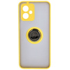 Etui z uchwytem na palec Bizon Case Hybrid Ring do Motorola Moto G54 5G/G54 Power, przydymione z żółtą ramką