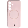 Silikonowe etui z pierścieniem magnetycznym Bizon Soft Case Magnetic do Galaxy S24 Plus, jasnoróżowe