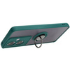 Etui z uchwytem na palec Bizon Case Hybrid Ring do Oppo A79 5G, przydymione z ciemnozieloną ramką