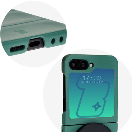 Pancerne etui Bizon Case Tur do Galaxy Z Flip6, ciemnozielone