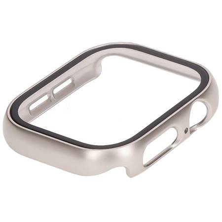 Etui ze szkłem do zegarka Bizon Case+Glass Watch do Apple Watch 11 / 10 (46mm), szampańskie