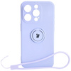 Etui Bizon Case Silicone Ring Sq do Apple iPhone 15 Pro, jasnofioletowe