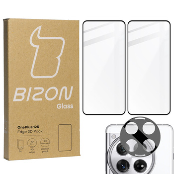 2x Szkło + szybka na aparat BIZON Edge 3D do OnePlus 12R