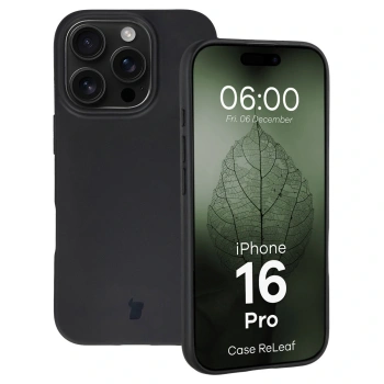 Etui z recyklingu Bizon Case ReLeaf do iPhone 16 Pro, czarne