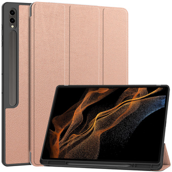 Etui Bizon Case Tab Lizard do Galaxy Tab S10 Ultra / S9 Ultra, różowozłote