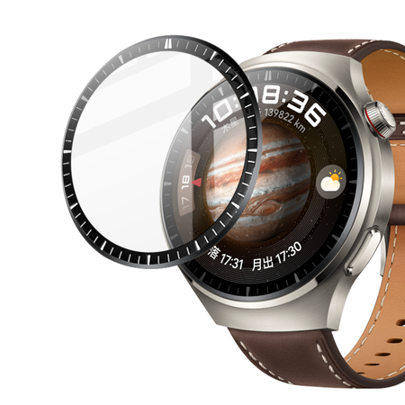 Szkło hybrydowe Bizon Glass Watch Edge Hybrid dla Huawei Watch 4 Pro / 4 Pro Space Edition, czarne