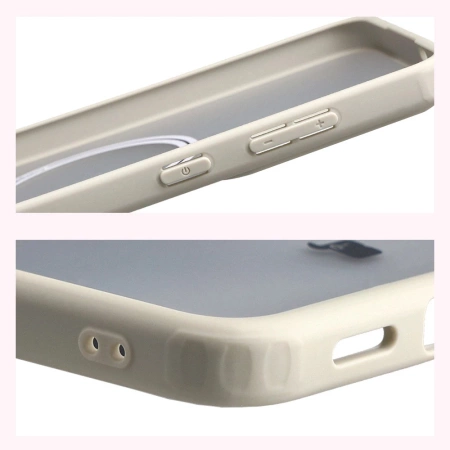 Etui z pierścieniem magnetycznym Bizon Case MatteO do Galaxy S25 FE, przydymione-beżowe