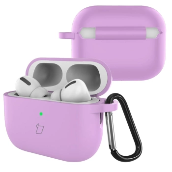 Silikonowe etui z karabińczykiem Bizon Case Headphone Silicone do AirPods Pro 3, jasnofioletowe