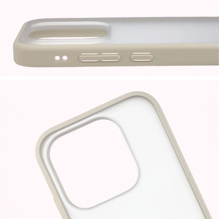 Etui Bizon Case Angelo do Xiaomi 17, półprzezroczyste z beżową ramką