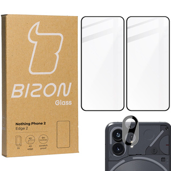 2x Szkło + szybka na aparat BIZON Edge 2 Pack do Nothing Phone 2