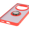Etui z uchwytem na palec Bizon Case Hybrid Ring do Honor Magic7 Lite, przydymione z czerwoną ramką