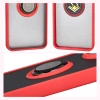 Etui z uchwytem na palec Bizon Case Hybrid Ring do Xiaomi POCO F7 Pro, przydymione z czerwoną ramką