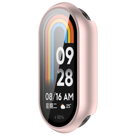 Etui ze szkłem do zegarka Bizon Case+Glass Watch do Xiaomi Smart Band 10, jasnoróżowe