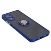 Etui z uchwytem na palec Bizon Case Hybrid Ring do Oppo A38 4G, przydymione z granatową ramką