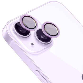 Szkło na aparat z aplikatorem Bizon Glass Snap Lens do iPhone 14/14 Plus, 1 zestaw, fioletowa ramka