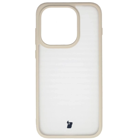 Etui Bizon Case Angelo do OnePlus 15, półprzezroczyste z beżową ramką