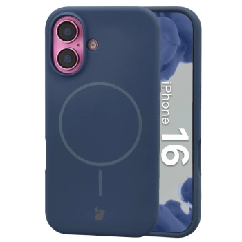 Silikonowe etui z pierścieniem magnetycznym Bizon Soft Case Magnetic do iPhone 16, granatowe
