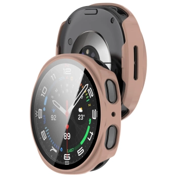 Etui ze szkłem do zegarka Bizon Case+Glass Watch do Samsung Galaxy Watch 8 44 mm, różowe