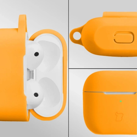 Silikonowe etui z karabińczykiem Bizon Case Headphone Silicone do AirPods 3, marchewkowe