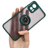 Etui z uchwytem na palec Bizon Case Hybrid Ring do Motorola Edge 30 Neo, przydymione z ciemnozieloną ramką