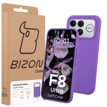 Silikonowe etui Bizon Soft Case do Xiaomi POCO F8 Ultra, fioletowe