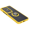 Etui z uchwytem na palec Bizon Case Hybrid Ring do Oppo Reno11 F 5G, przydymione z żółtą ramką
