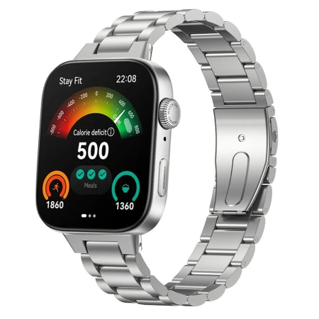 Pasek ze stali nierdzewnej Bizon Strap Watch Aura do Huawei Watch Fit 4 Pro/Fit 4/Fit 3, srebrny