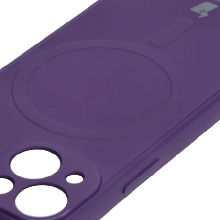 Etui Bizon Case Silicone Magnetic Sq do iPhone 13 Mini, śliwkowe