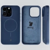Silikonowe etui z pierścieniem magnetycznym Bizon Soft Case Magnetic do iPhone 15 Pro Max, granatowe
