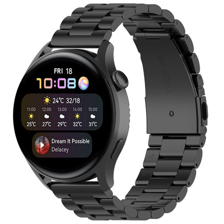 Pasek ze stali nierdzewnej do smartwatcha, Bizon Strap Watch Aura, Quick Release 18 mm, czarny