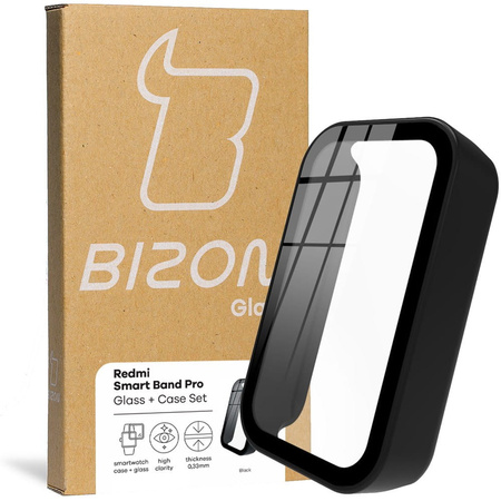 Etui ze szkłem Bizon Case, Case + Glass Set Redmi Smart Band Pro, czarne