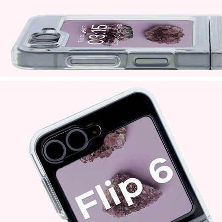 Etui z pierścieniem magnetycznym Bizon Case CrystalO do Galaxy Z Flip6, przezroczyste