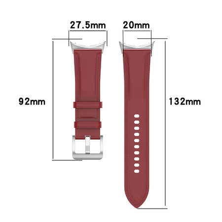 Skórzany pasek Bizon Strap Watch Casual 41 mm do Pixel Watch 3/Watch 2/Watch 1, burgundowy