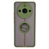Etui z uchwytem na palec Bizon Case Hybrid Ring do Realme 11 Pro / 11 Pro+, przydymione z zieloną ramką